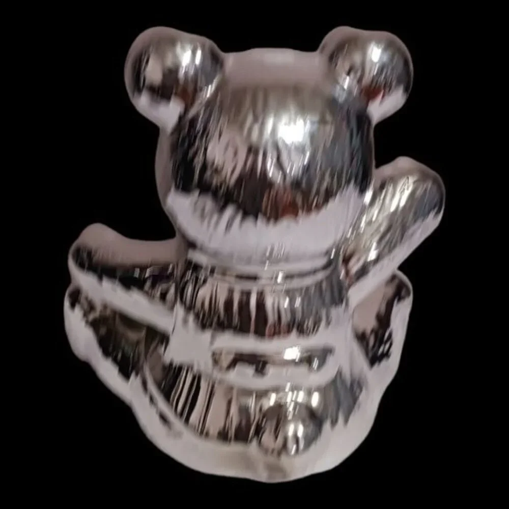 Holiday ceramic teddy  bear  silver color